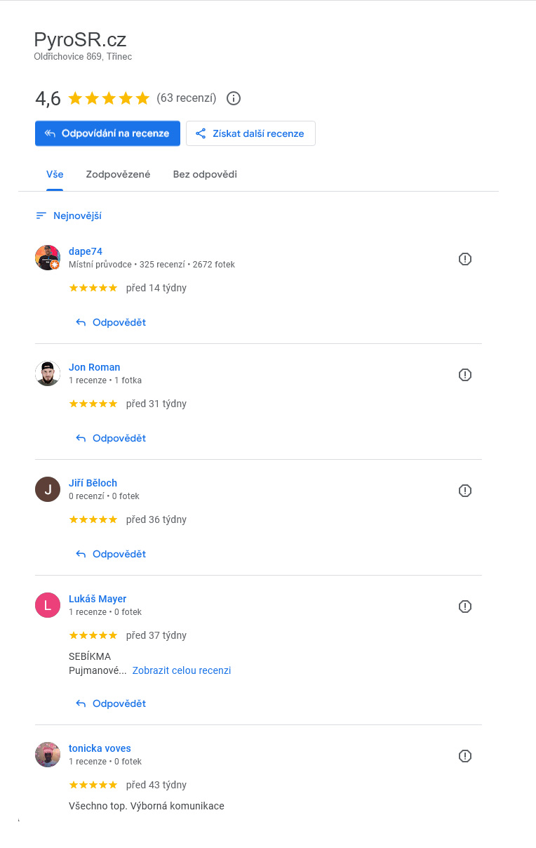 Opinie PyroSR w Google
